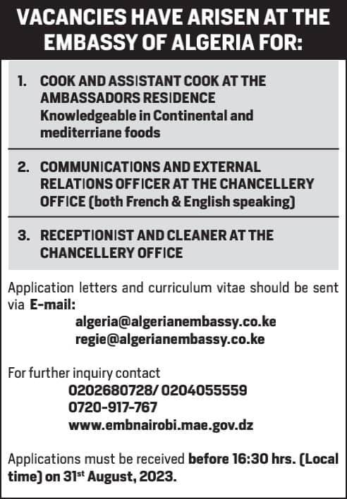 ANNOUNCEMENT OF VACANCIES AT THE EMBASSY